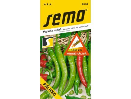 Paprika pálivá PÁLIVEC - k rychlení i na pole, "kozí roh", mírně pálivá, SHU 1 000