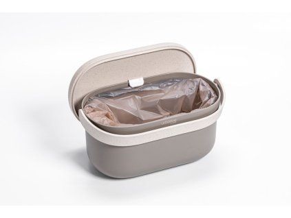 Nádoba na bioodpad Plastia s rámečkem – taupe + slonová kost s kávovou sedlinou