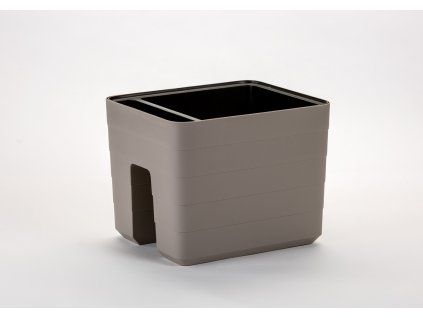 Samozavlažovací květináč na zábradlí PLASTIA BERBERIS 30 taupe