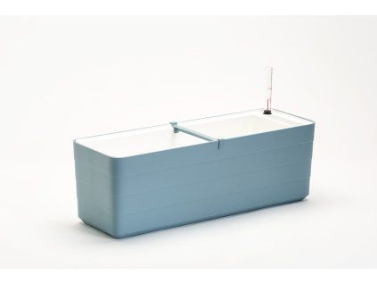 Samozavlažovací truhlík PLASTIA BERBERIS 60 cm šedomodrá + bílá