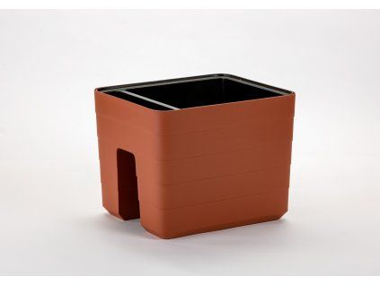 Samozavlažovací květináč na zábradlí PLASTIA BERBERIS 30 terakota