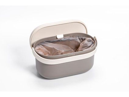 Nádoba na bioodpad Plastia s rámečkem – taupe + slonová kost